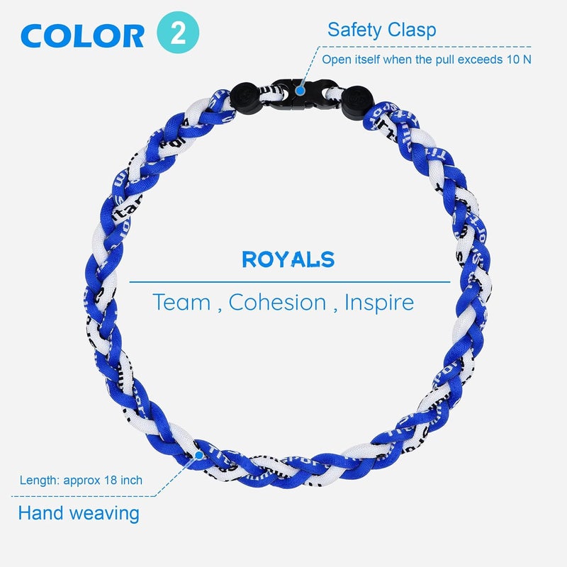 SUPBOMM 3 pcs Baseball Rope Necklaces, League Team Colors Braided Necklace, Baseball Team Gifts - Image 3